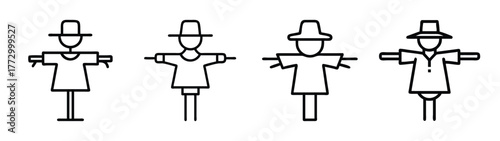 Scarecrow vector illustration: outline scarecrow drawing for autumn and halloween designs and crafts