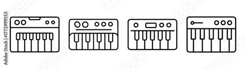 Synthesizer keyboard musical instrument vector illustration for music production and dj equipment design