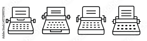 Vintage typewriter machine vector illustration for antique office equipment and writing tool design