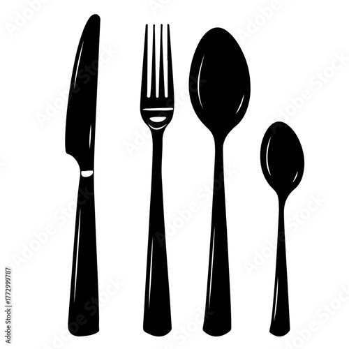 Vector Illustration Of Knife, Spoon And Fork
