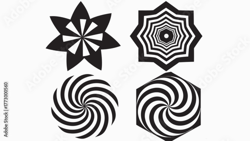 Bold graphic elements offer striking contrast and modern appeal for diverse design projects, originally vector