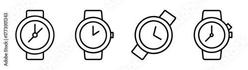 Wrist watch vector illustration time clock accessory fashion timepiece design outline drawing graphic style