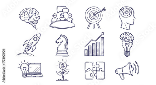 Collection of Icons Representing Business Growth and Innovation Concepts