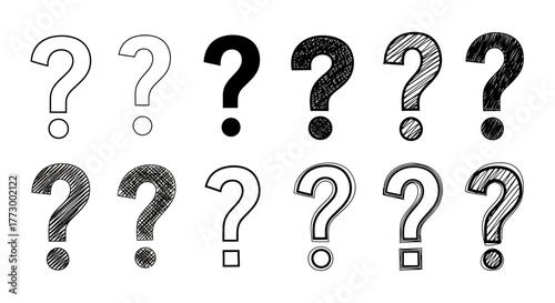 Variety of question mark icons in different styles, perfect for design and communication