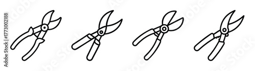 Illustration of gardening shears, pruning shears, hand pruners, and loppers for horticulture needs