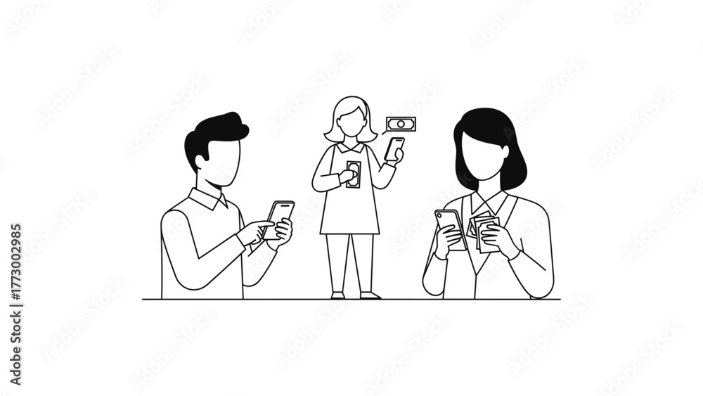 Obraz premium People using mobile payment