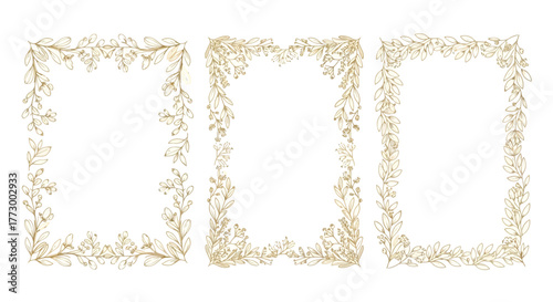 Golden Botanical Frame Collection Elegant Foliage Border Designs