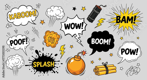 Explosion Speech Bubbles and Comic Book Sound Effects