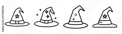 Collection of wizard hats vector illustration for halloween costume and party decoration ideas