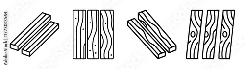 Vector illustration of lumber wood planks timber boards woodworking construction material design element