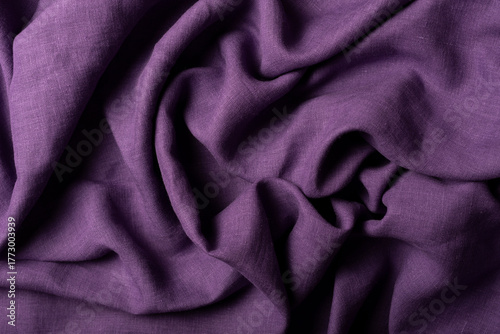 Waves of purple linen fabric