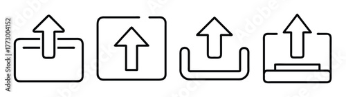 Upload icon vector set download button arrow up symbol data transfer graphic element collection design