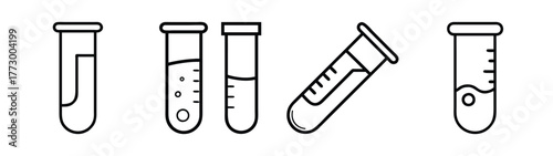 Test tubes vector illustration for science lab equipment and medical research experiments outline drawing