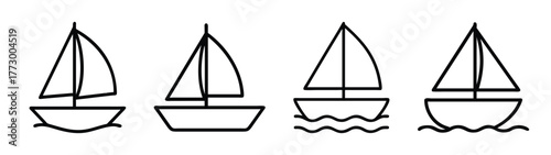 Sailboats vector drawing set, nautical vessel clip art, boat outline illustrations, sailing ship icons