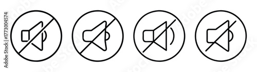 Mute sound icon vector set no audio silent mode speaker off volume control symbol design graphic asset