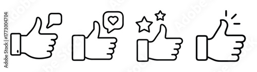 Thumbs up like icon set vector illustration for social media feedback and approval design