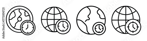 World time zone clock global international travel business meeting schedule concept vector design