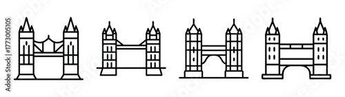 London bridge tower bridge architecture landmark line art vector illustration silhouette design