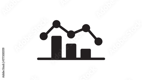 Declining graph icon flat vector design element representing business loss and negative trends isolated on white background