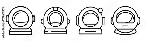 Diving helmet vector illustration, scuba gear, underwater exploration equipment, black and white line art