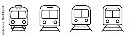 Different train designs vector art illustration of railway transportation and travel concept line art