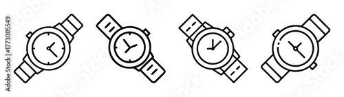 Wrist watch time clock accessory fashion style outline drawing vector illustration design element