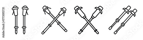 Stock trekking poles hiking sticks vector illustration for outdoor adventure and backpacking gear