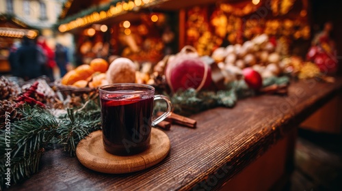 Wallpaper Mural Warm mulled wine served at festive Christmas market evening. Torontodigital.ca