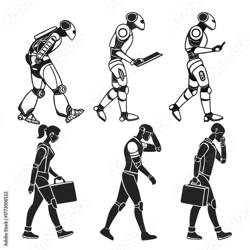 Robots and humans walking together