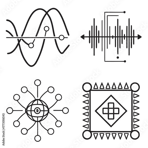 Science and technology icons isolated