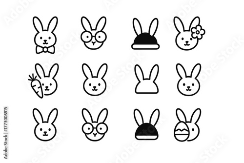 Cute bunny illustrations in various styles for Easter celebrations and spring events