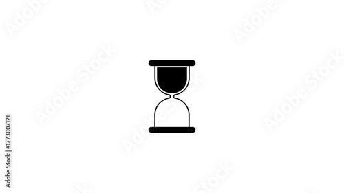 Minimalist black hourglass icon animation on transparent background symbolizing time passing, waiting, or countdown. Perfect for loading screens, UI progress indicators, and motion graphic.