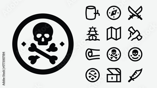 Pirate Elements Line Icons