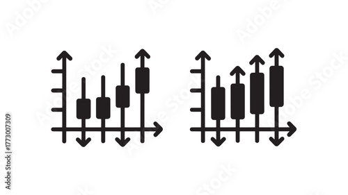Set of candlestick chart icons simple flat vector design elements for business and finance presentations isolated on white background