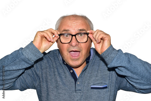 Wallpaper Mural A handsome man in large glasses was surprised to see something unusual. Torontodigital.ca