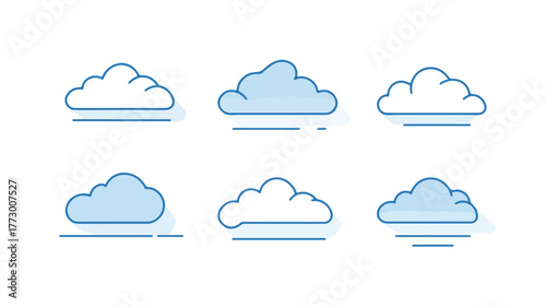 Sophisticated Linear Style Cloud Icon Set in Kiev Ukraine Vector with Outlines