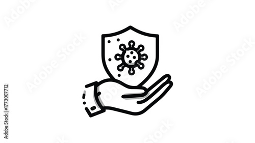 Medical Shield Holding Covid19 Cell Line Concept