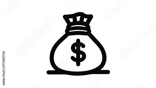 Money Bag Vector Icon on White Background for Financial Design