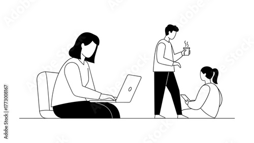 People working remotely from home