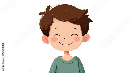 Happy Young Child on Clean White Background Vector Art Illustration