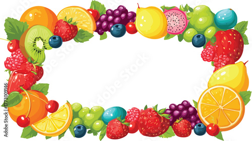 Vibrant Fresh Oval Fruits Frame in Garden