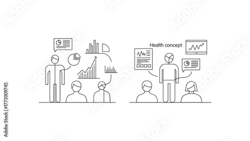 Business presentation with charts and graphs