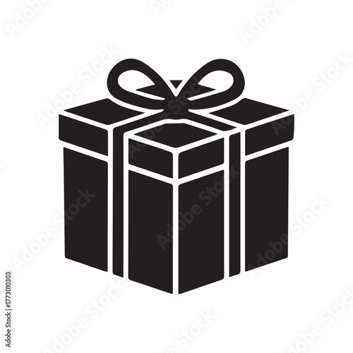 Gift box silhouette vector illustration on white background.