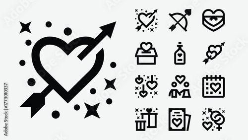 Valentines Day Celebration Line Icons