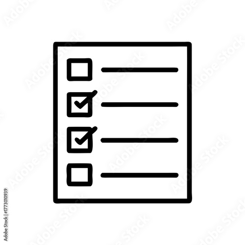 Checklist with checked boxes for organization and note-taking concept  