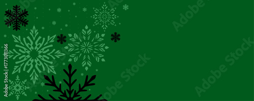 a festive green christmas background with snowflakes and plenty of room for text