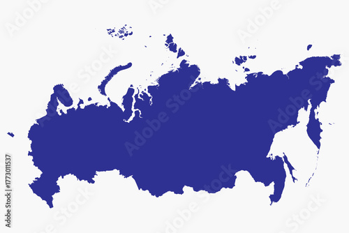Vector graphic artwork suitable for print and web containing flat detailed map of RUSSIA