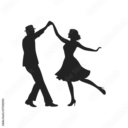 vector silhouette of dancing couple