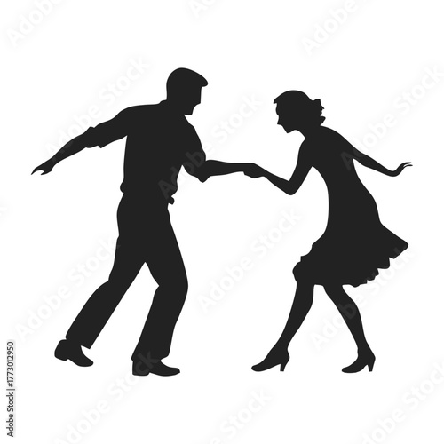vector silhouette of dancing couple
