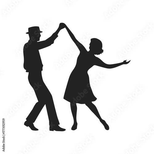 vector silhouette of dancing couple